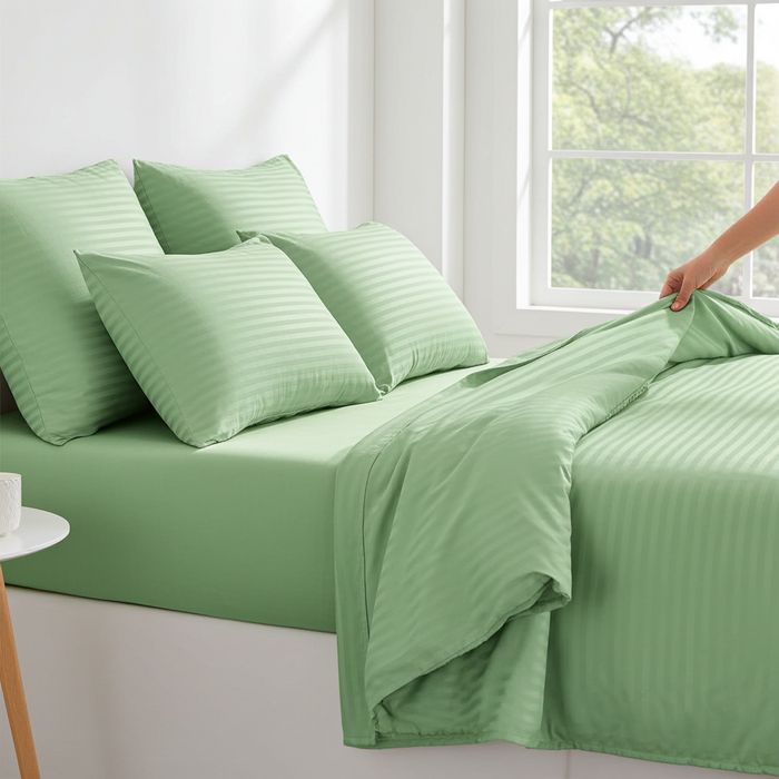 Lenjerie Damasc Eagle Dc008, Damasc, 6 Piese, Cu Elastic, Verde