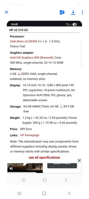 Laptop HP detașabil