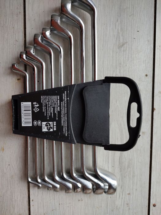 Set 8 chei inelare cu cot, Kraft&Dele, 6-22mm, din otel Cr-V cromat