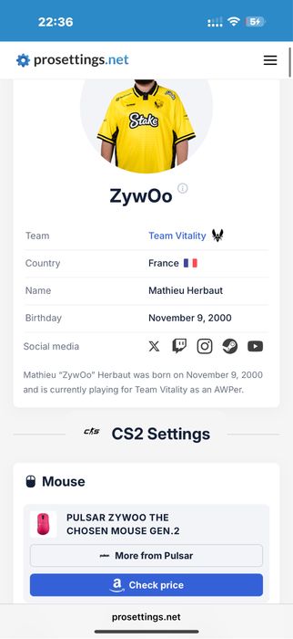 Pulsar Zywoo Limited version, Logitech Superlight