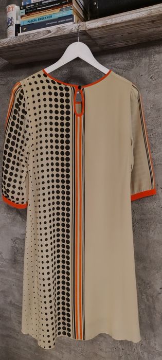 Rochie Yokko S de mătase  bej cu model