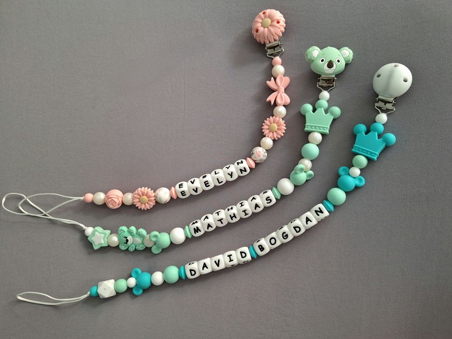 Lănțișoare suzetă personalizate din mărgele silicon