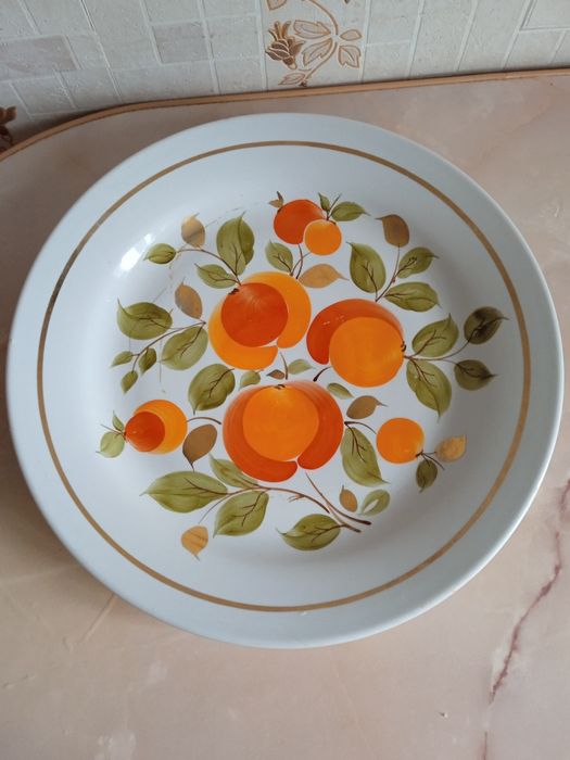 Блюдо фаянс металл