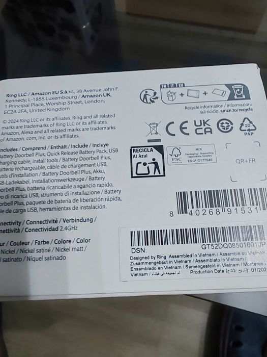 RING battery doorbell Plus