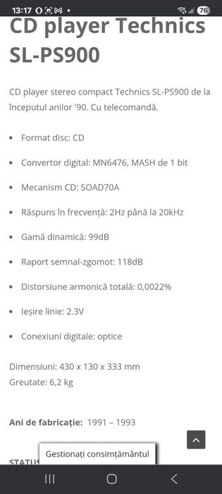 Technics sl ps 900 compact disc hi end