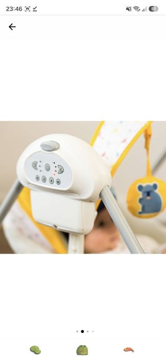 Leagan portabil 2 in 1 Kinderkraft Nani, cu conectare la priza, Galben