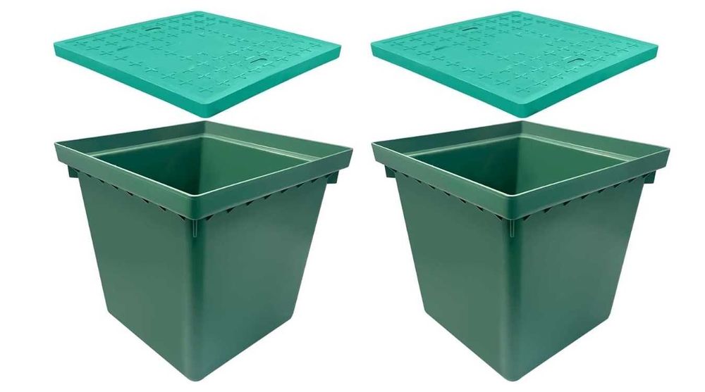 Canal cablu HDPE 500x500x500 mm set 2 buc protectie cabluri exterior cutie colectare verde rezistenta exterior