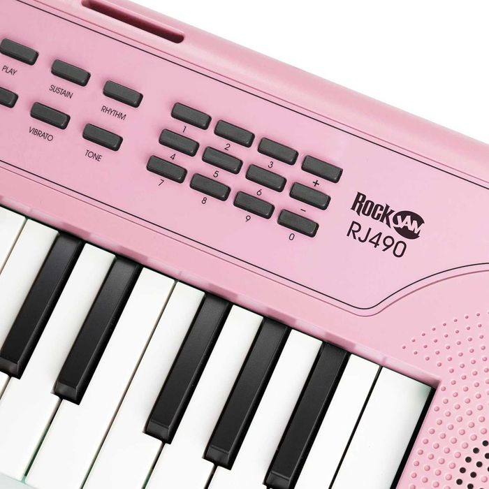 Синтезатор 49 клавиша Електронно пиано RockJam USB Черно Розово Зелено