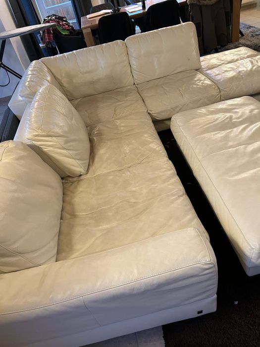 Кожен диван от три части естествена кожаа