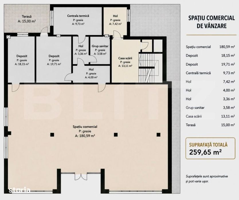 Spatiu comercial, 250 mp, finisat, imobil nou, 4 parcari cu CF, Pod Ir