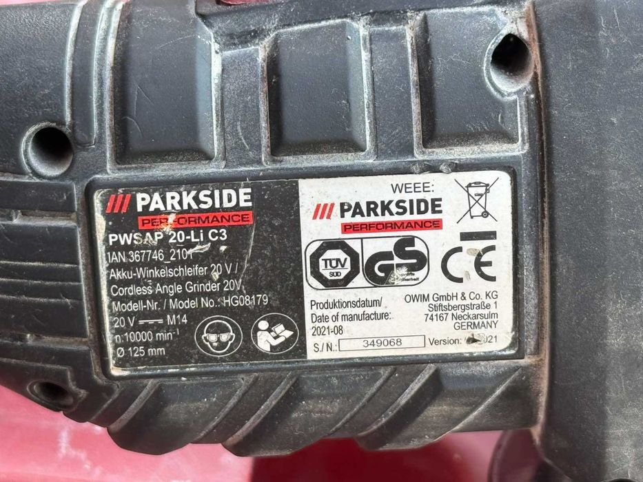 Акумулаторен ъглошлайф Parkside PWSAP C3
