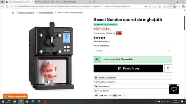 Aparat de inghetata Sweet Sundae Klarstein