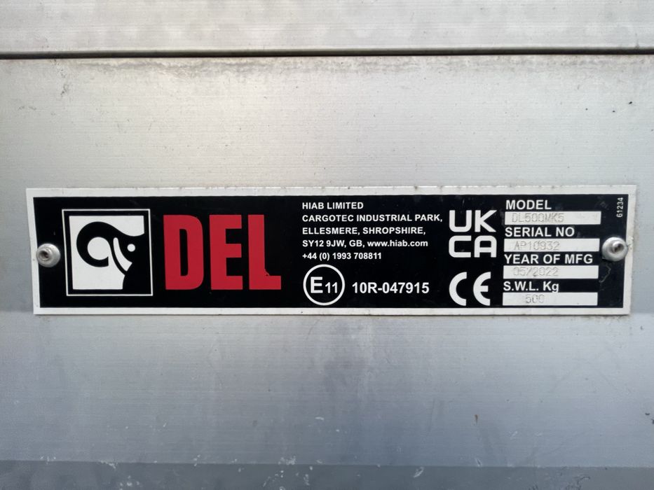Vând oblon hidraulic DEL DL500 500kg autoutilitară dubă box