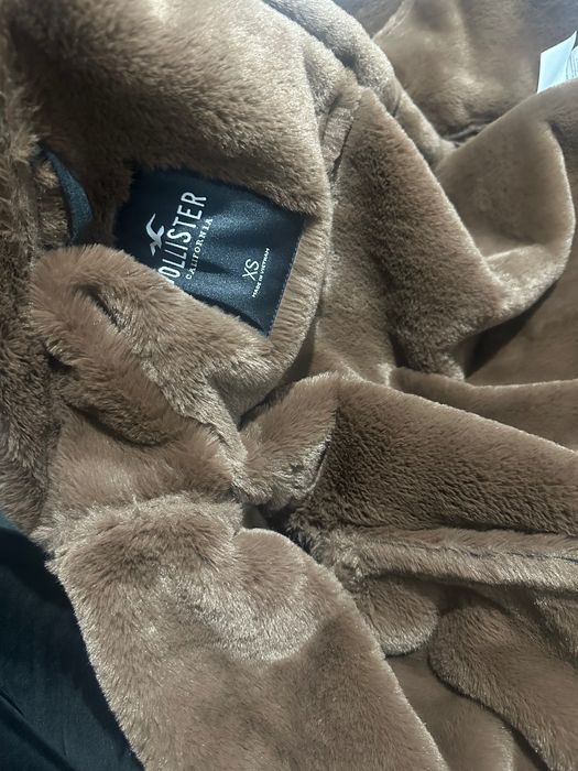 Дамско марково зимно яке хс/с/м, черен велур с подплата в шоколад