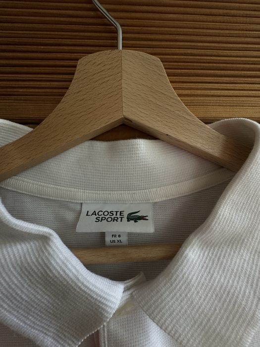 тениска Lacoste Sport Textured Ribbed Polo Shirt in White