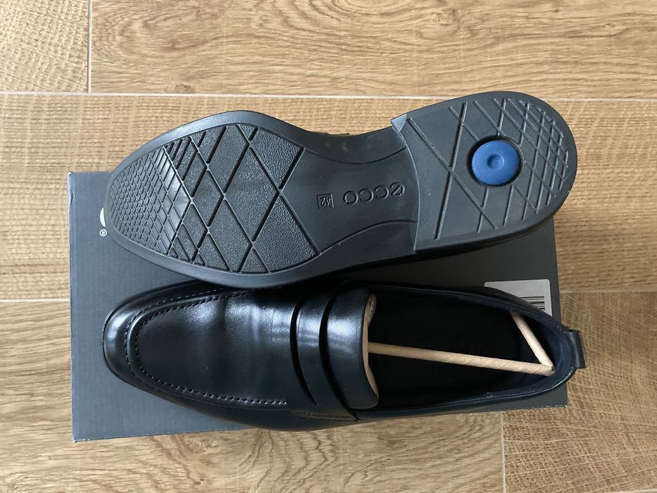 ECCO Чисто Нови Черни Мъжки Кожени Мокасини EU 42