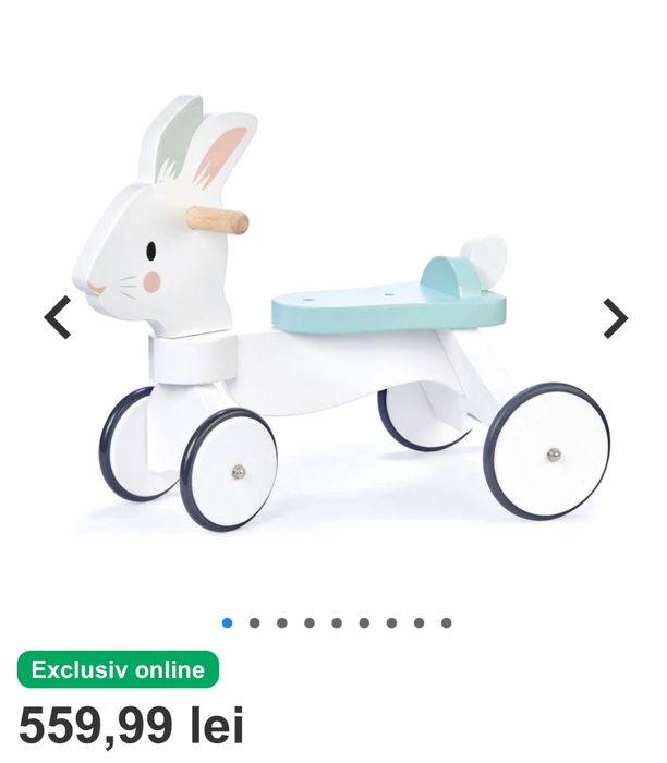 Tender Leaf Toys Rabbit Ride/ premergator bicicleta din lemn