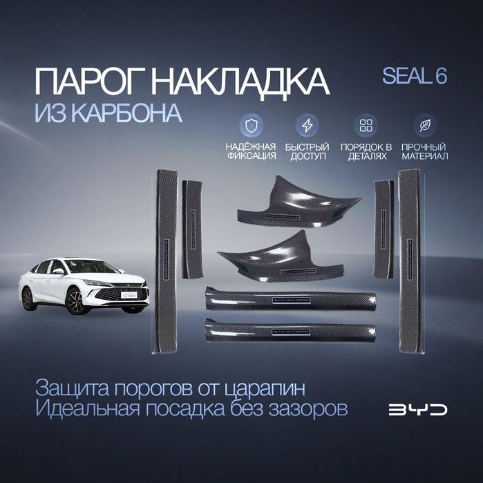 Карбоновые защитные накладки на пороги для BYD Seal 6