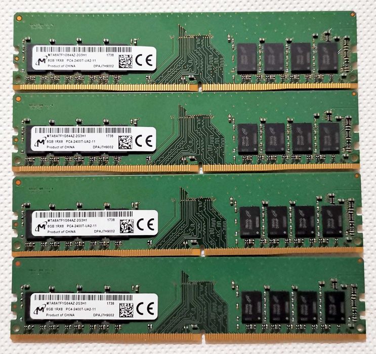 памет RAM Micron 32Gb (8GB x4) PC4-19200 DDR4 2400MHz, 288 Pin Desktop Memory