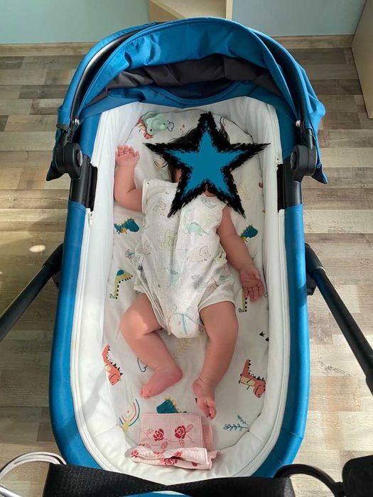 Landou Cybex Gold Melio River Blue, cu saltea, 0-6 luni