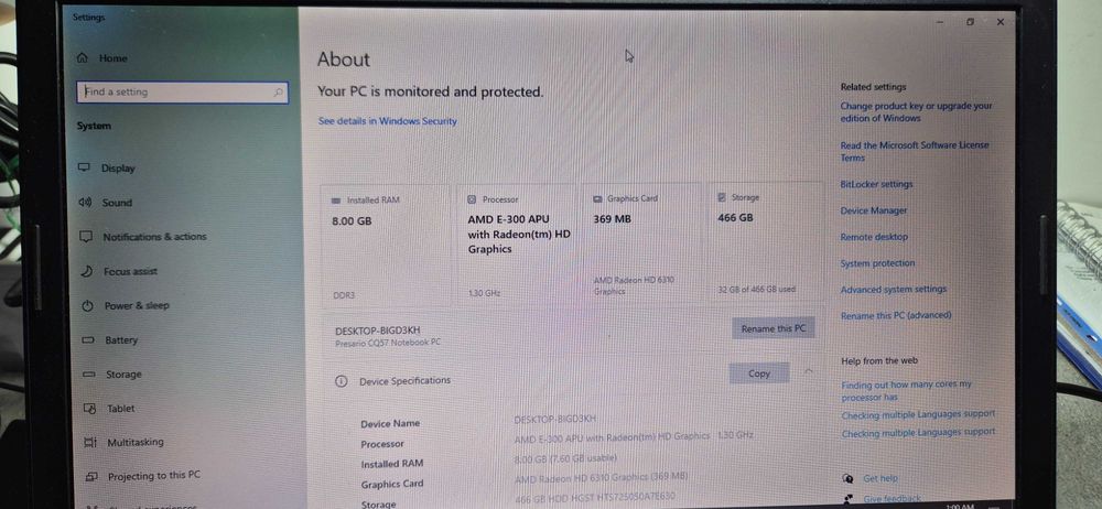 Compaq Presario CQ57 8Gb Ram / 500 Gb HDD