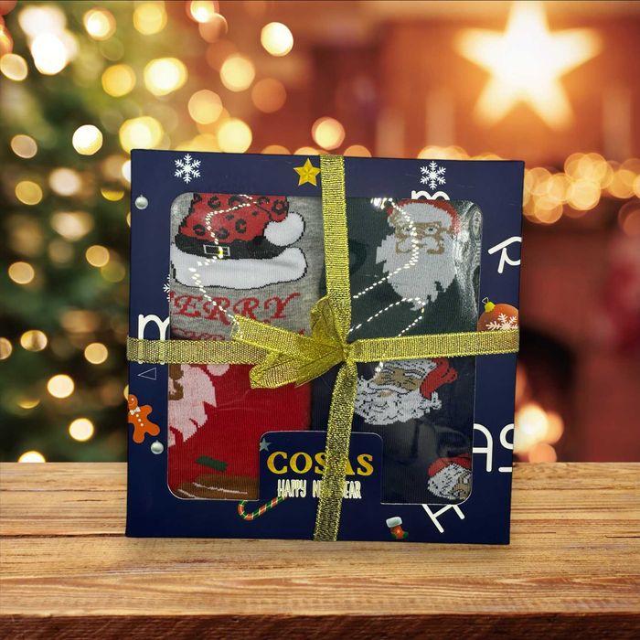 Sosete din bumbac cu decoratiuni de Craciun, unisex, 39-42 EU/43-46 EU