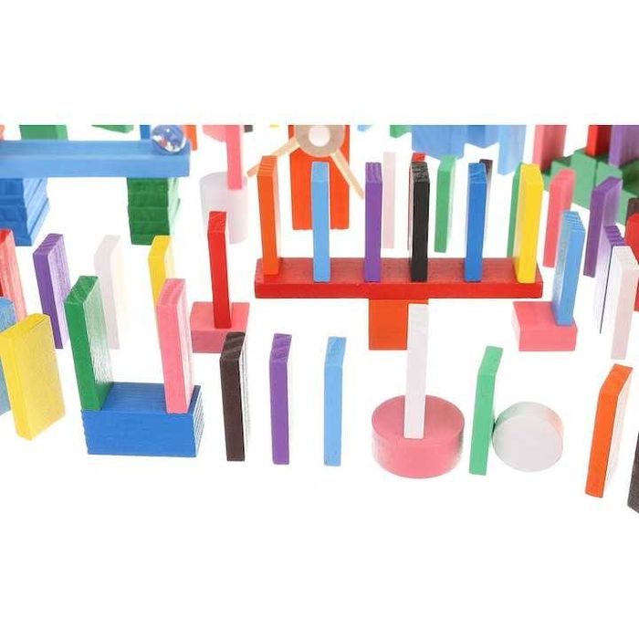 Domino din lemn 1080 piese 12 culori si 45 de accesorii Joc educativ