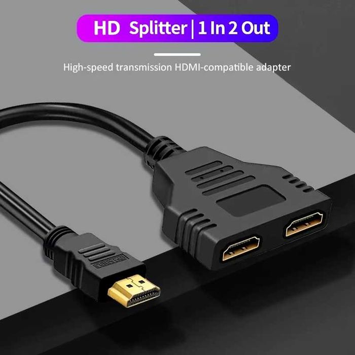 Сплитер кабел HDMI HD преобразуване 1 мъжки към 2 женски за PC PS TV
