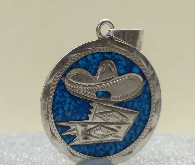 Pandantiv taxco – inlay turcoaz & calendar aztec – argint 925