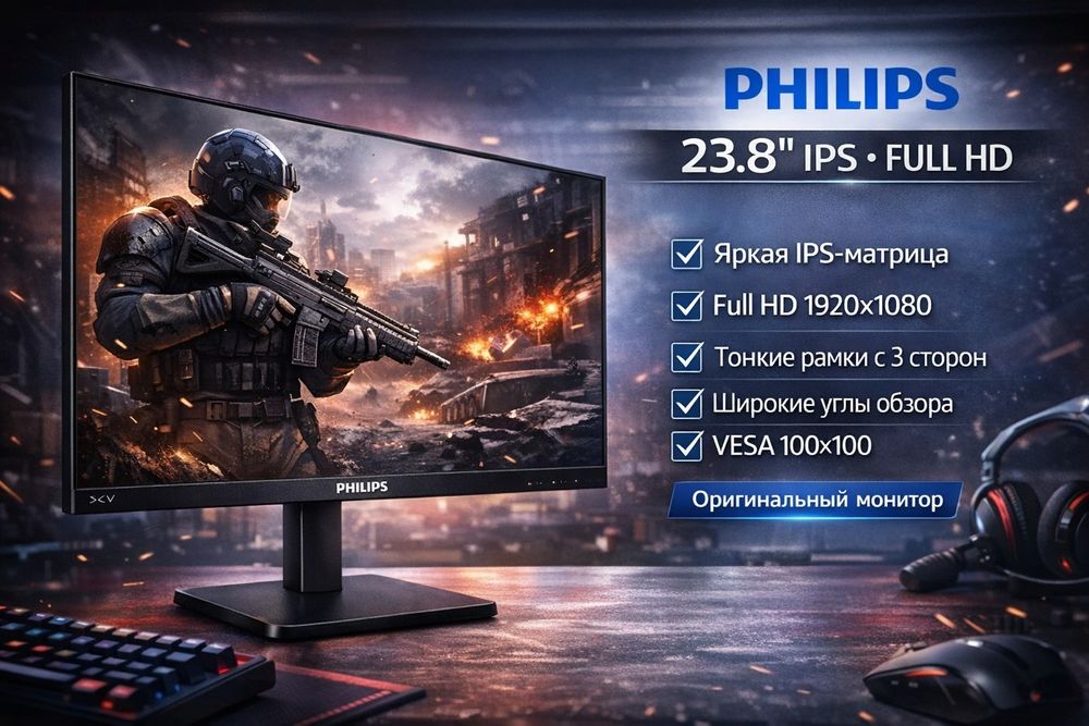 Монитор Philips 23.8 IPS Full HD Безрамочный VESA