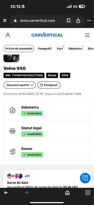 Volvo V40 D2 R-Design 2016 | 2.0 Diesel | Stage 1 (150 CP) | Foarte întreținut