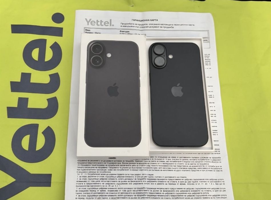 КАТО НОВ 128GB iPhone 16 Гаранция Yettel 2028г. Black / Черен