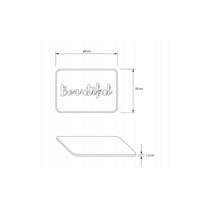 Covoras pentru baie antiaderent, pufos, 50x80 cm, alb cu auriu, Sepio