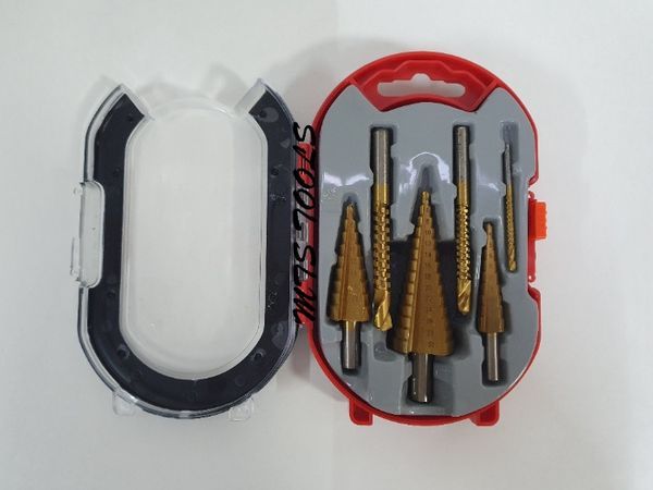 Set burghiu conic in trepte spiral perforator 6 piese