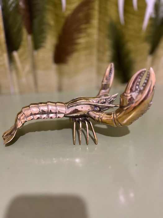 Склуптура,декорация на омар от полиран бронз(XL)