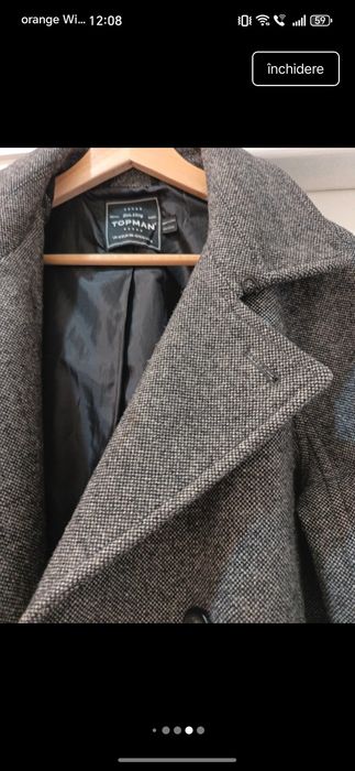 Palton lână bărbătesc Topman