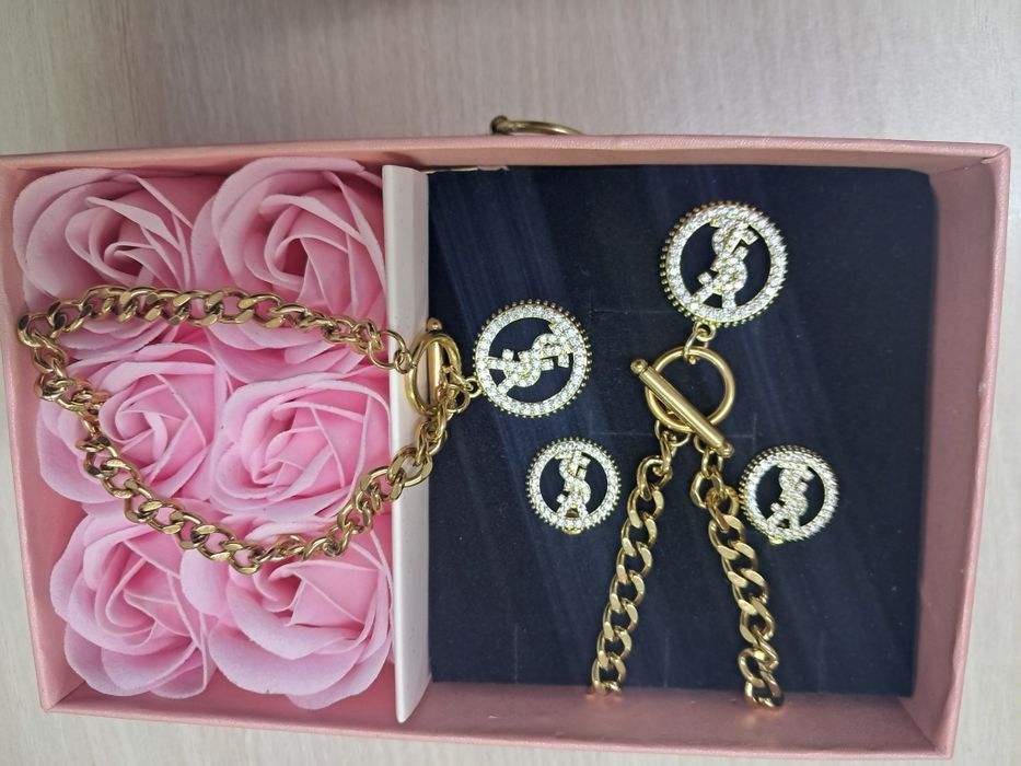 Set dama format din lanț, bratara și cercei