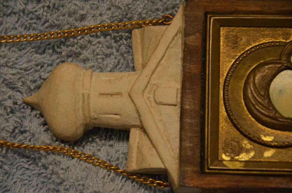 Icoana veche RUSIA / icoana ruseasca lemn si bronz