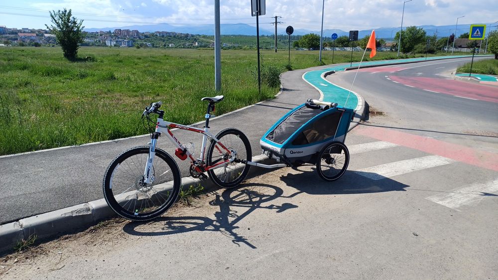 Trasura bicicleta transport copii 2-5 ani, carucior, remorca biciclete