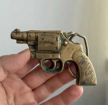 Catarama Curea in Forma de Pistol Bronz Solid Brass 1979 Baron Buckle-