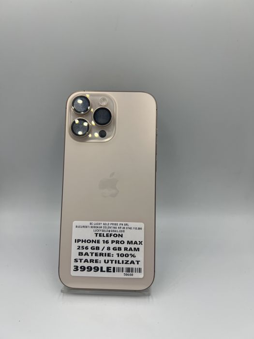 Iphone 16Pro Max 256GB / 100%Baterie Garantie #50680