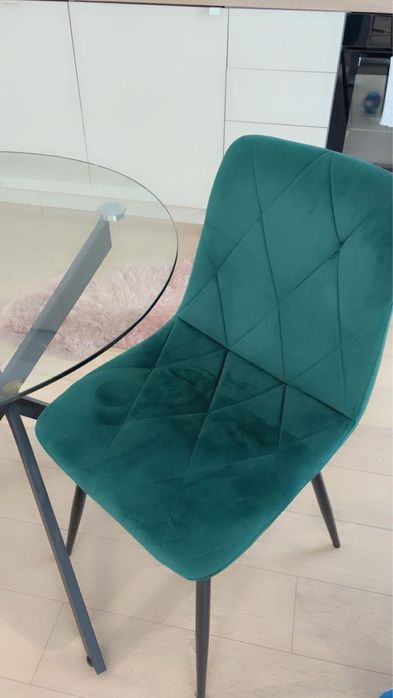 Masa sticla si 2 scaune catifea