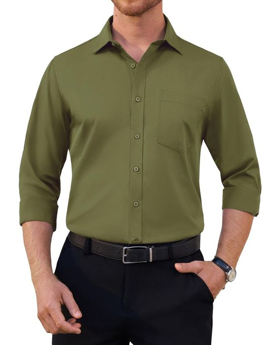 Cămașă elegantă  bărbați, material care nu se calcă