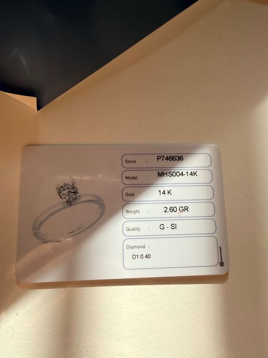 Пръстен с диамант 0.40К бяло злато Altinbas