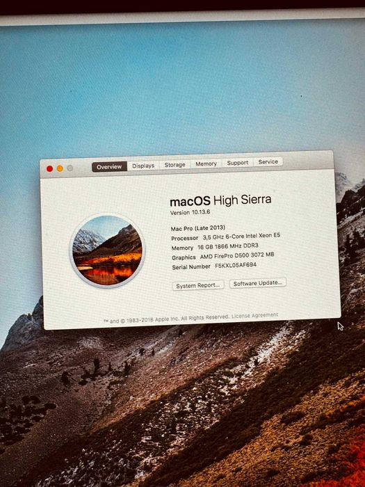 Apple Mac Pro 3.5 GHz 6-Core Intel Xenon E5 -  16Gb RAM 500Gb SSD