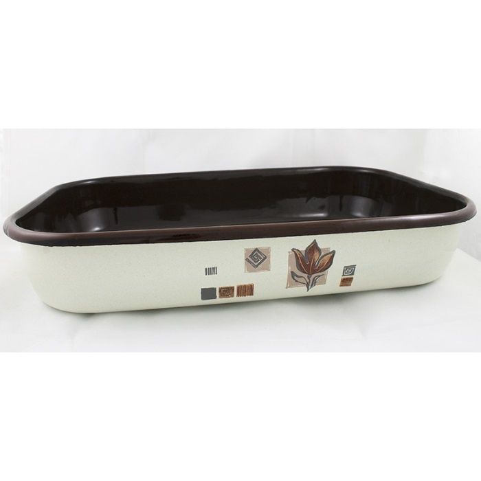 Тава емайлирана правоъгълна с декор