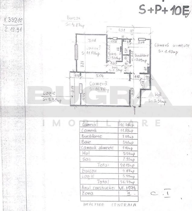 Apartament de 2 camere, decomandat, 48mp, zona Interservisan