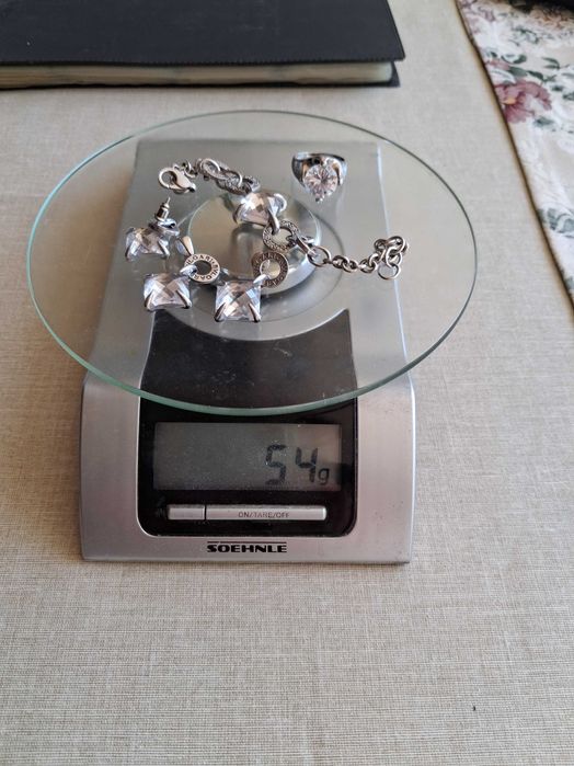 Сребро булгари. Колие, пръстен, обеци и гривна