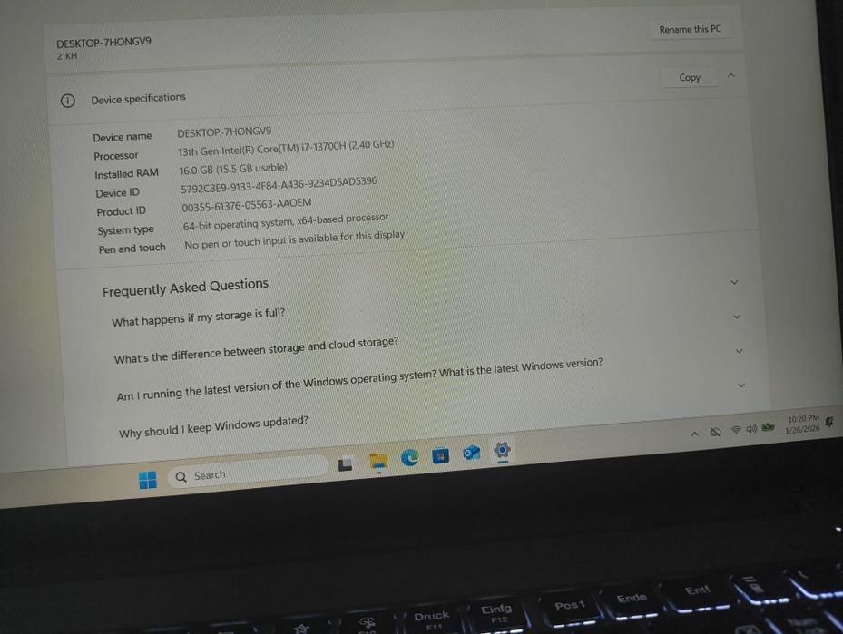 Laptop Lenovo ThinkBook 16 G6 IRL i7 16/512 GB 16"