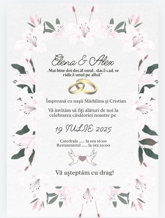 Invitații Botez, Nuntă, Aniversări - Format Digital